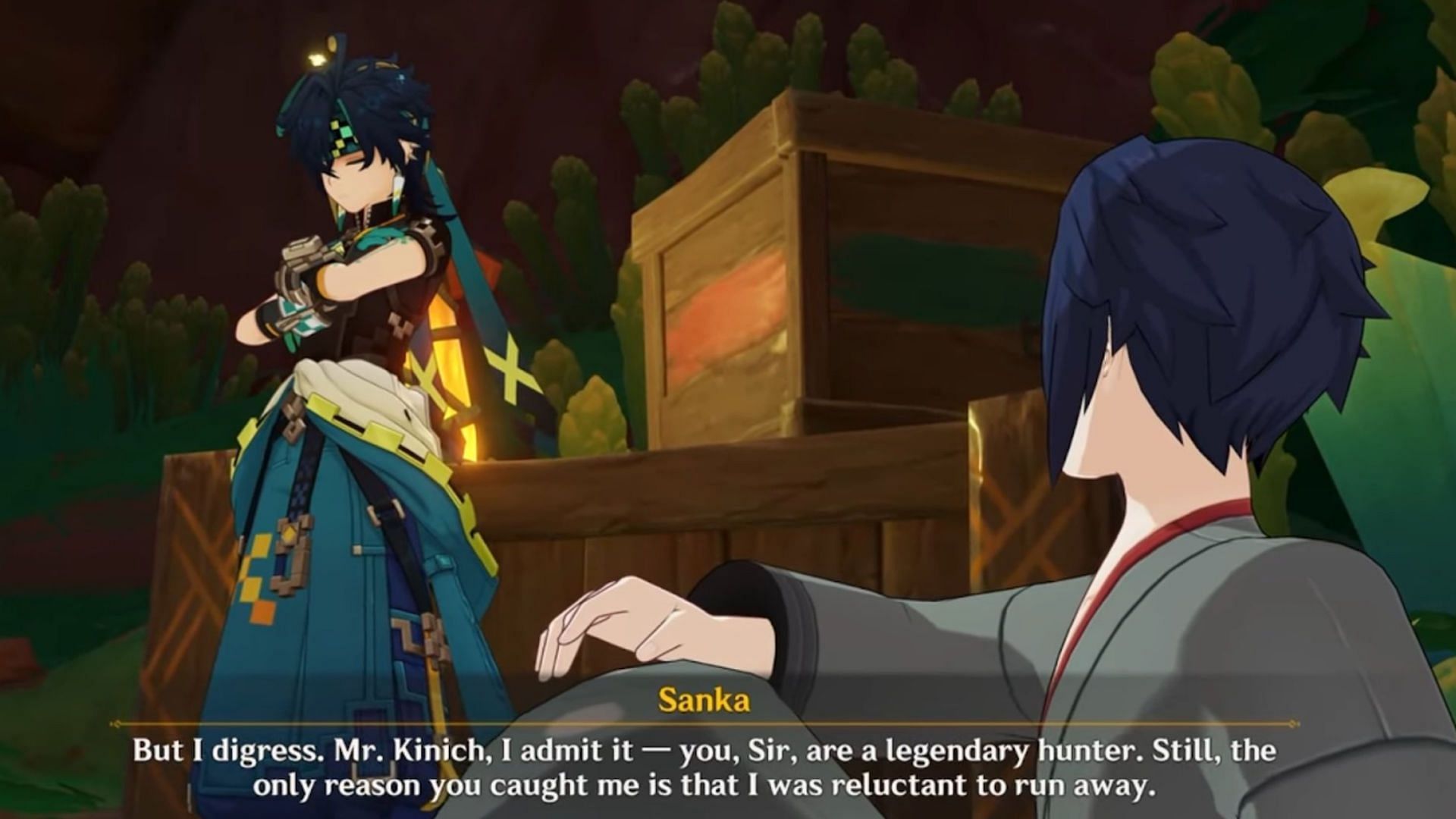 Kinich keeps Enjou disguised as "Sanka" captive during the Scions of the Canopy Tribal Chronicles (Image via HoYoverse)